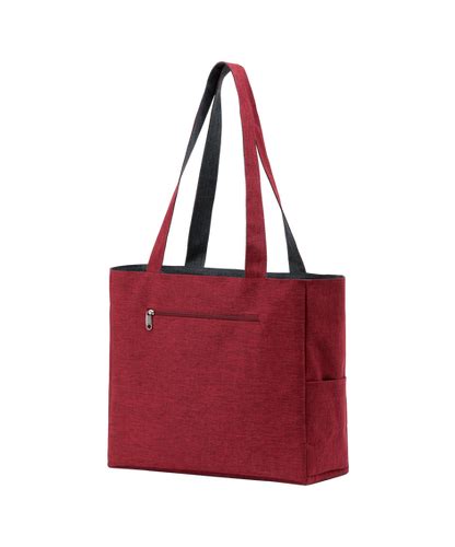 reversible tote red heather.